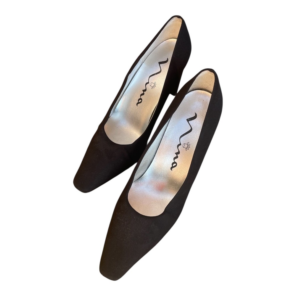 MIA Velvet Heels Size 7‎ Black Fabric Upper Leather Sole 3.25" Heels